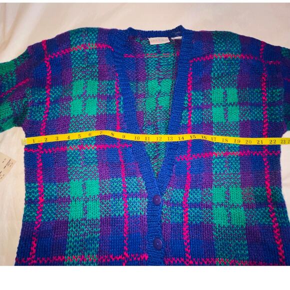 Vintage Unicorn!  New w/Tag & Vintage Preview Plaid Cardigan - Women's Size‎ M - Picture 8 of 11